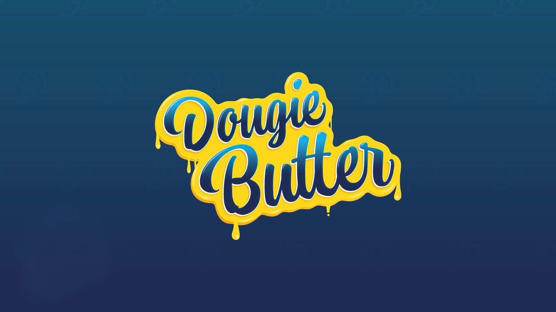 Yellow text 'Dougie Butter' on a blue background